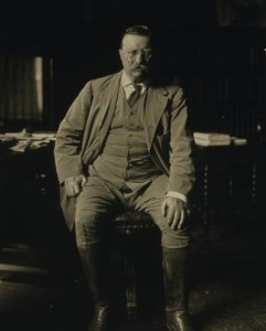 Roosevelt in his study at Oyster Bay around the time of the road building project