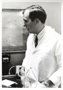 A Middlebury prof in his lab. 1968 photo by Walter Beagley